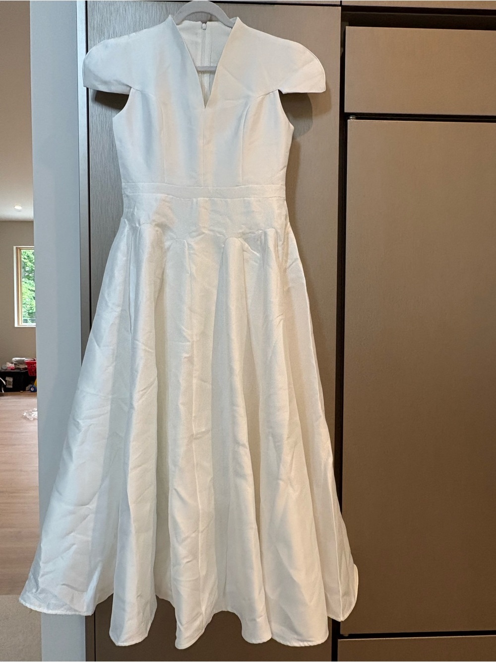 NWT! White Midi Fit-and-Flare Dress